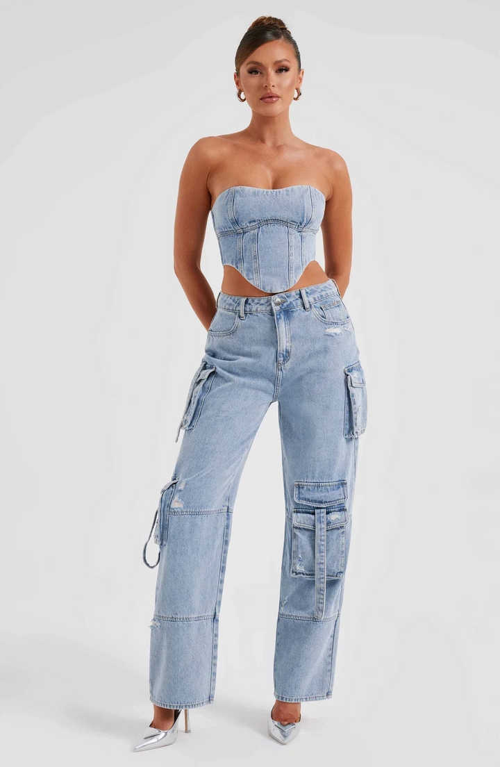 Calla | Trendy Denim Dames Set | Streetwear Silhouet