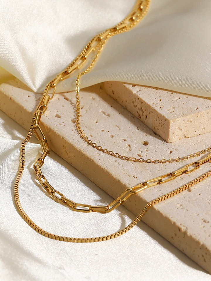 Zinah | Dames 3-Laagse Ketting Goud | Elegante Sieraad voor Vrouwen