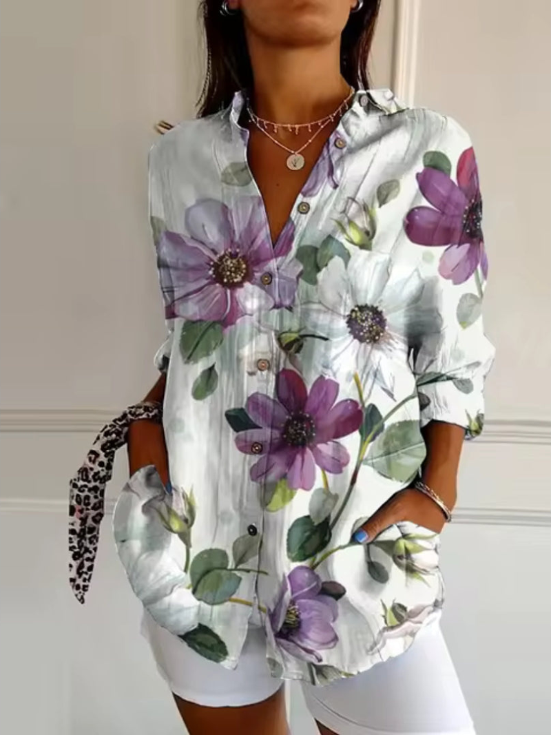 Elsa | Bloemen Blouse Met Knopen Voor Dames
