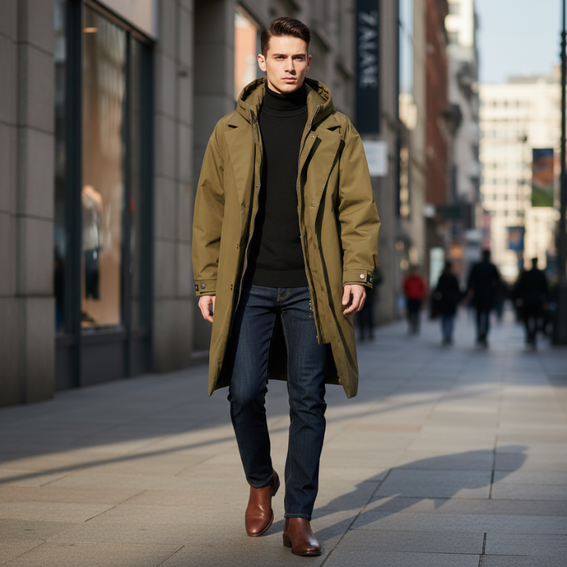 Sorata | Lange Pufferjas voor Heren – Beschermende Erfgoedstijl