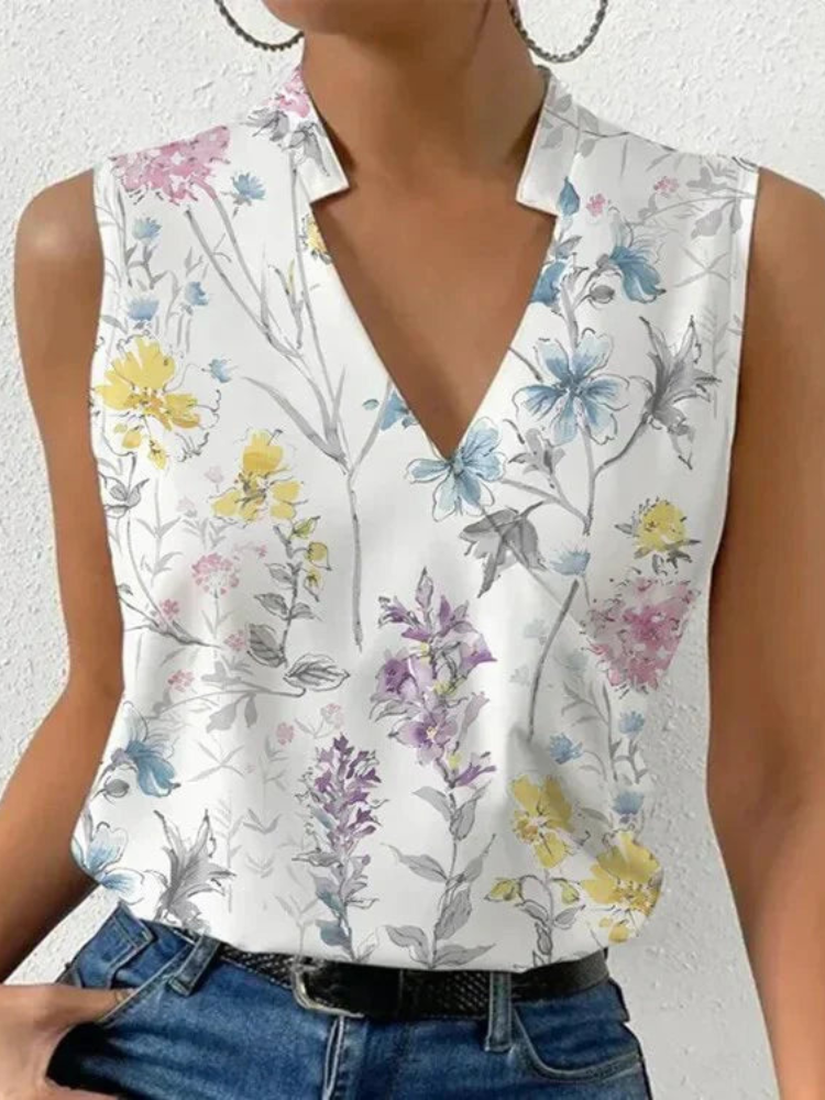 Nella | Stijlvol Mouwloos Dames Zomer Top met V-hals | Casual Vrouwen Blouse