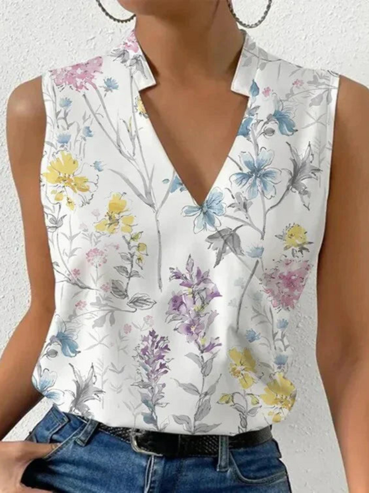 Nella | Stijlvol Mouwloos Dames Zomer Top met V-hals | Casual Vrouwen Blouse