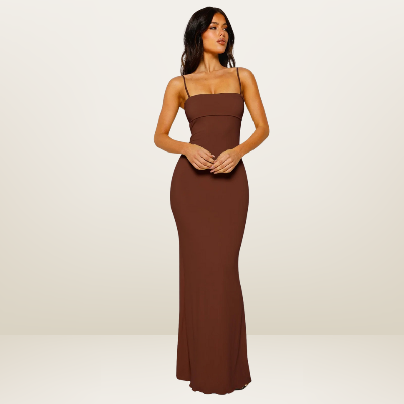 Silva | Bodycon Dames Maxi-Jurk | Elegante Avondkleding Met Open Rug