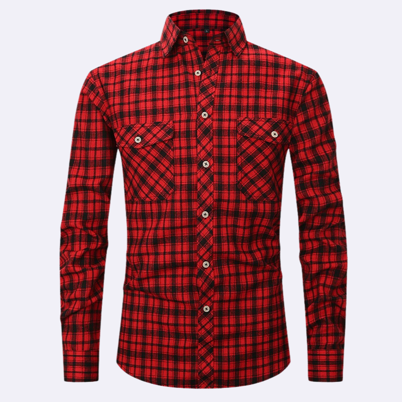 Jaspa | Geruite Flanellen Overhemd Met Lange Mouwen | Heren Blouse Shirt