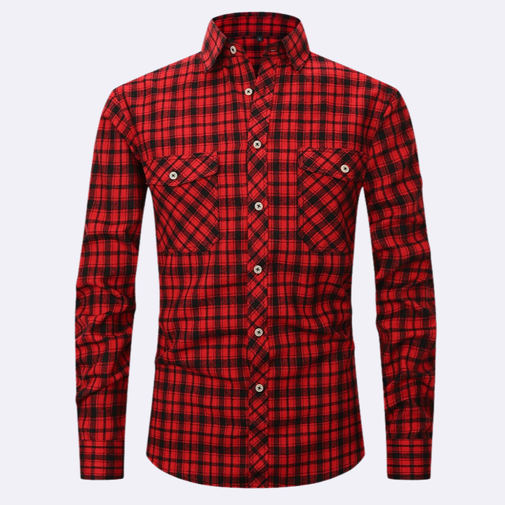 Jaspa | Geruite Flanellen Overhemd Met Lange Mouwen | Heren Blouse Shirt