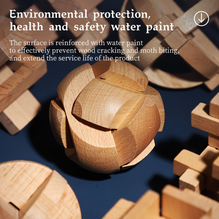 MindFight | Houten Puzzelset | Kongming Locks | Geavenceerde Moeilijkheidsgraad