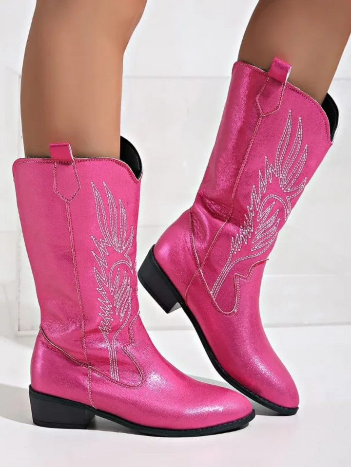 Vela | Dames Laarezn | PU Cowboylaarzen Met Zachte Voering