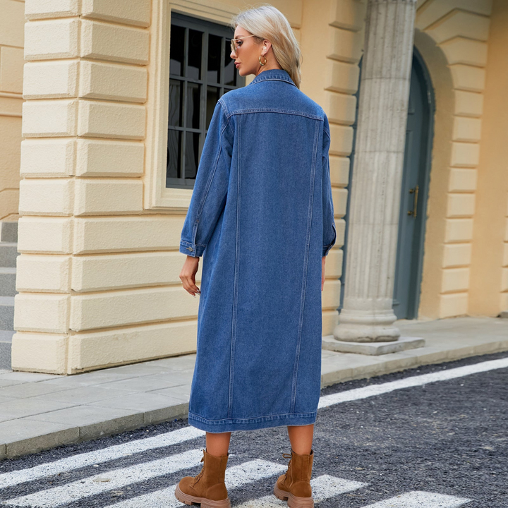Yashna | Denim Overhemdjurk | Rechte Pasvorm en Knopen | Voor Casual Looks