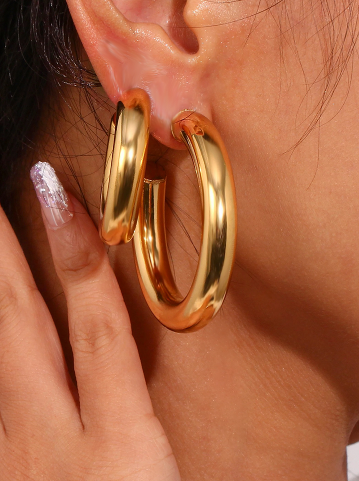 Zoella | Trendy Chunky Gouden Hoops | 50 mm | Stijlvolle Look