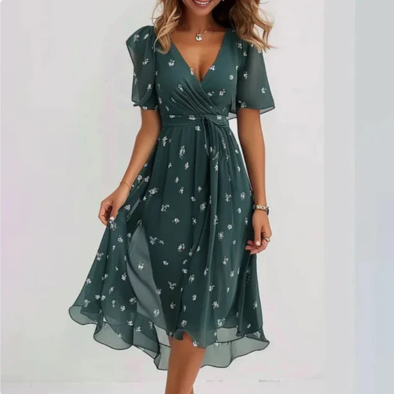 Eves | Elegante Dames Midi-Jurk | Perfect Voor De Lente/Zomer