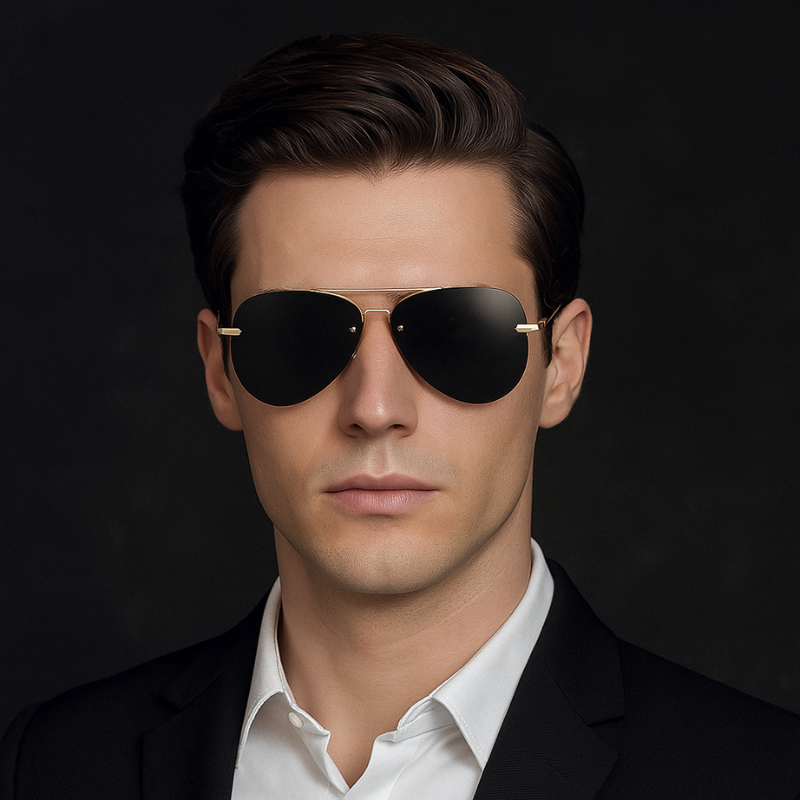 Wes | Zwarte Gepolariseerde Aviator-Zonnebril