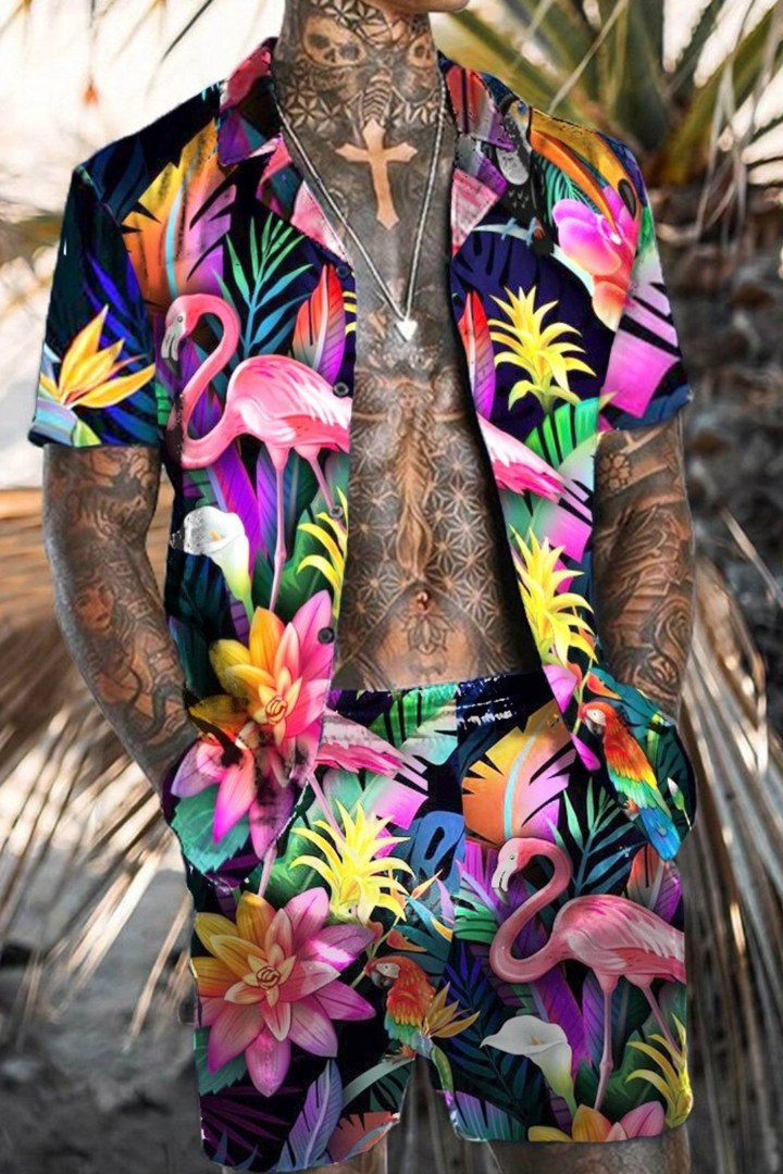Marlon | Heren Zomer Set | Hawaiiaans Shirt en Korte Broek voor Mannen