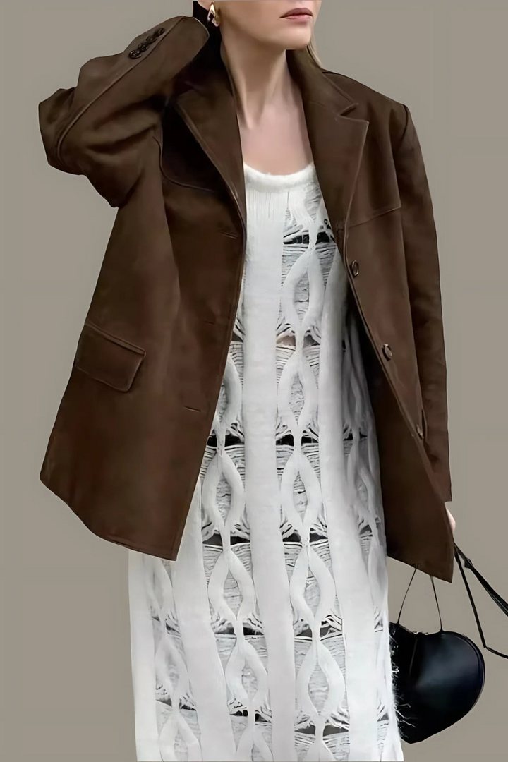 Elisa | Dames Suede Blazer | Klassieke & Casual  Bruine Vrouwen Jasje