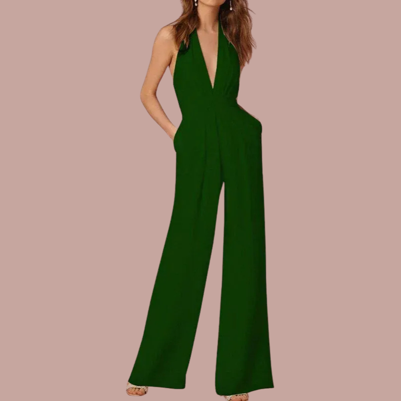 Verana | Stijlvolle Mouwloze Dames Jumpsuit | Wijde Pijpen En Diepe V-Hals