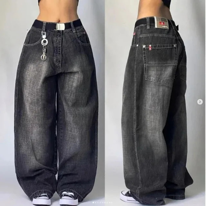 Anmol | Retro Punk Baggy Cargo Jeans | Unisex Wijde Spijkerbroek met Zakken