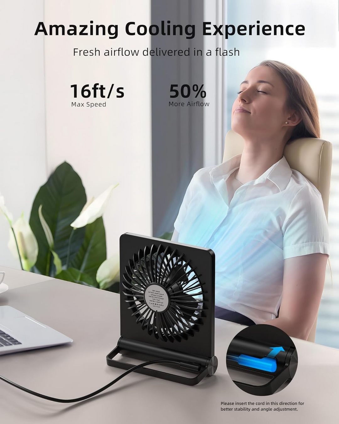 Starker | Stille Kleine Tafelventilator | Draagbare En Opvouwbare Ontwerp