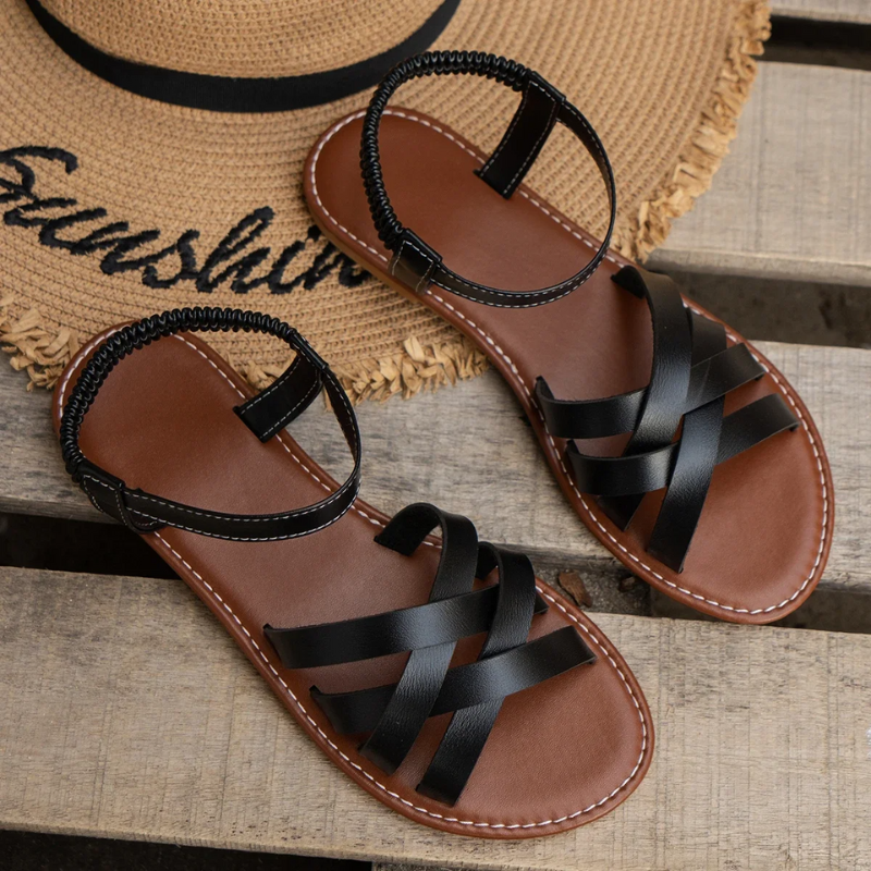 Kuti | Elegante Leren Dames Sandalen | Flat Zool