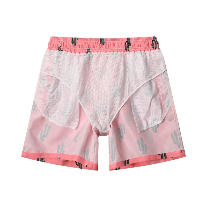 Spikey | Heren Zwembroek | Mannen Zomer Short met Cactusprint Roze