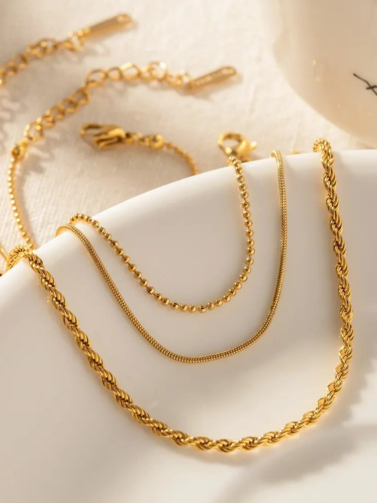Zuley | 3-Laagse Armbanden Set Goud Dames | Chique Look