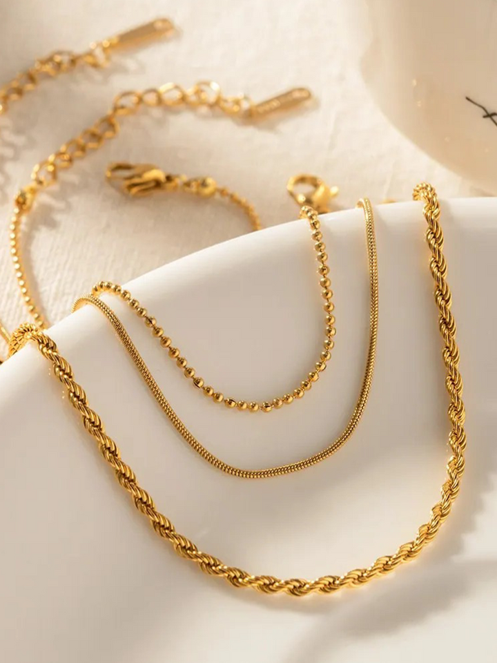 Zuley | 3-Laagse Armbanden Set Goud Dames | Chique Look