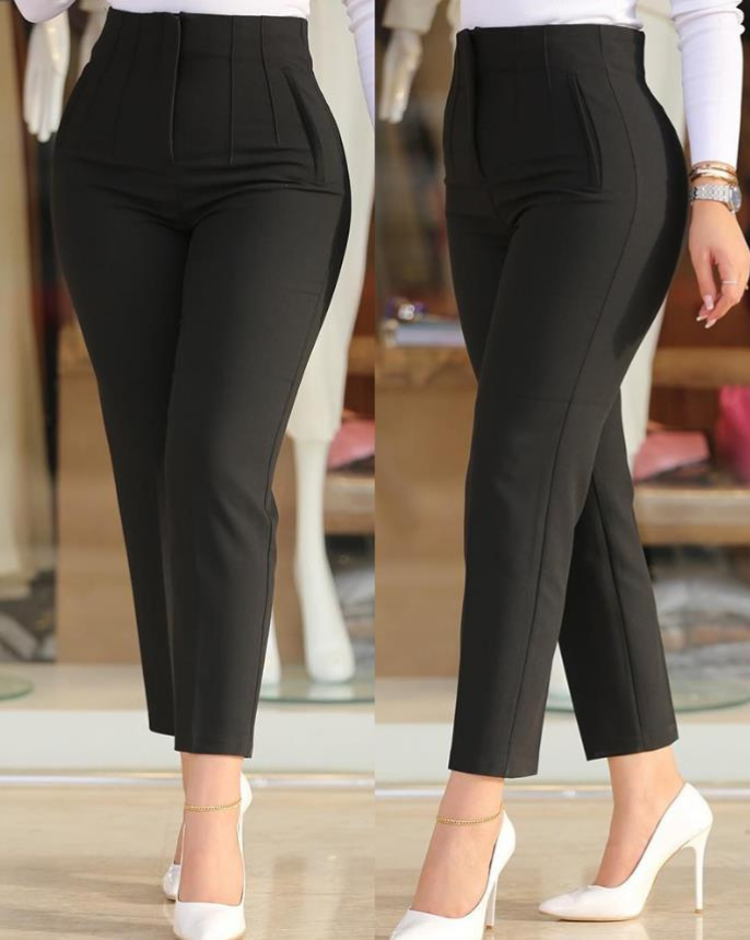 Anmol | Stijlvolle Dames Broek | Hoge Taille Plooi Broek