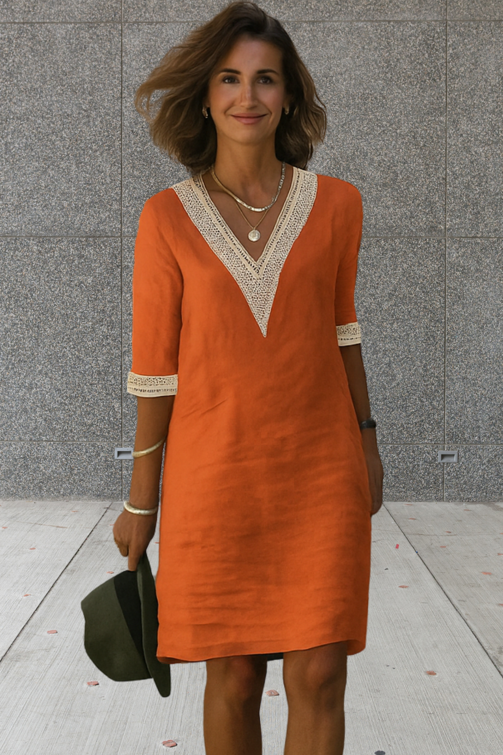 Selma | Casual Dames Jurk voor | Relaxed Fit, 3/4 Mouwen