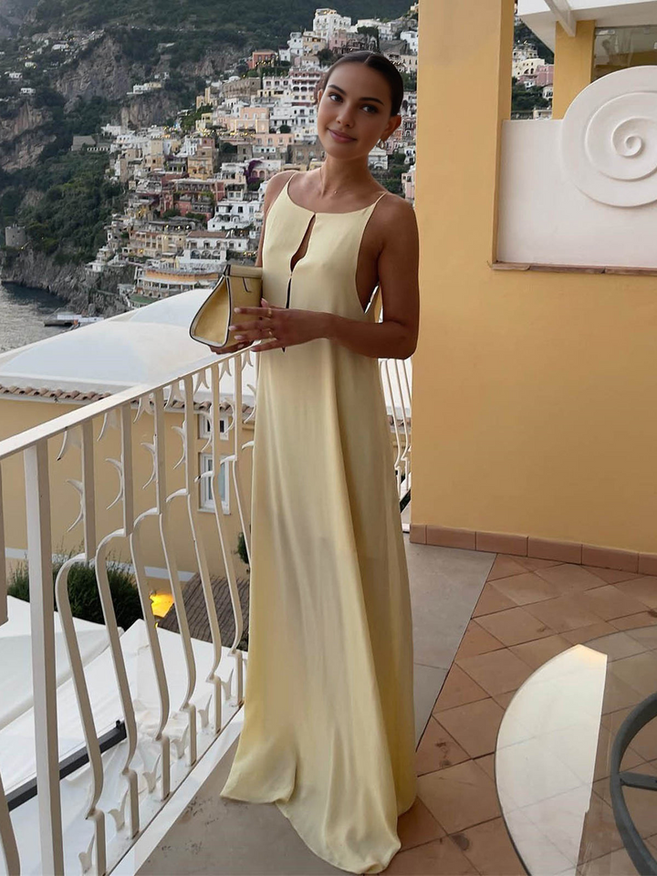 Sienna | Elegante Zomerse Jurk | Rugloze Satijnen Lange Jurk
