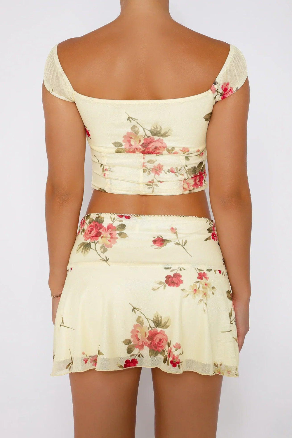 Sandy | Dames Set | Korte Top en Minirok met Bloemenprint voor Vrouwen