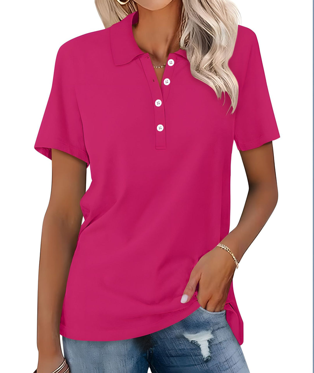 Marjani | Duurzame Poloshirt | Dames Polo Shirt | Met Kraag En Knoopsluiting