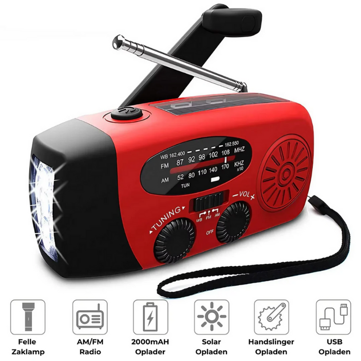 Noodradio Met Powerbank en Zaklamp | Betrouwbaar voor Kamperen en Noodsituaties