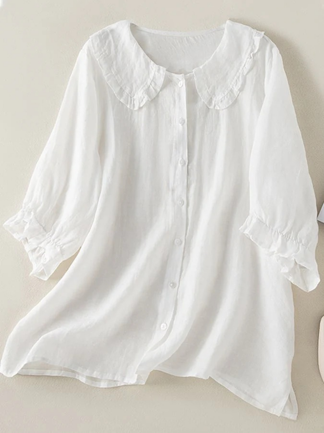 Selma | Dames Ruches Hals Shirt | Losvallende Blouse