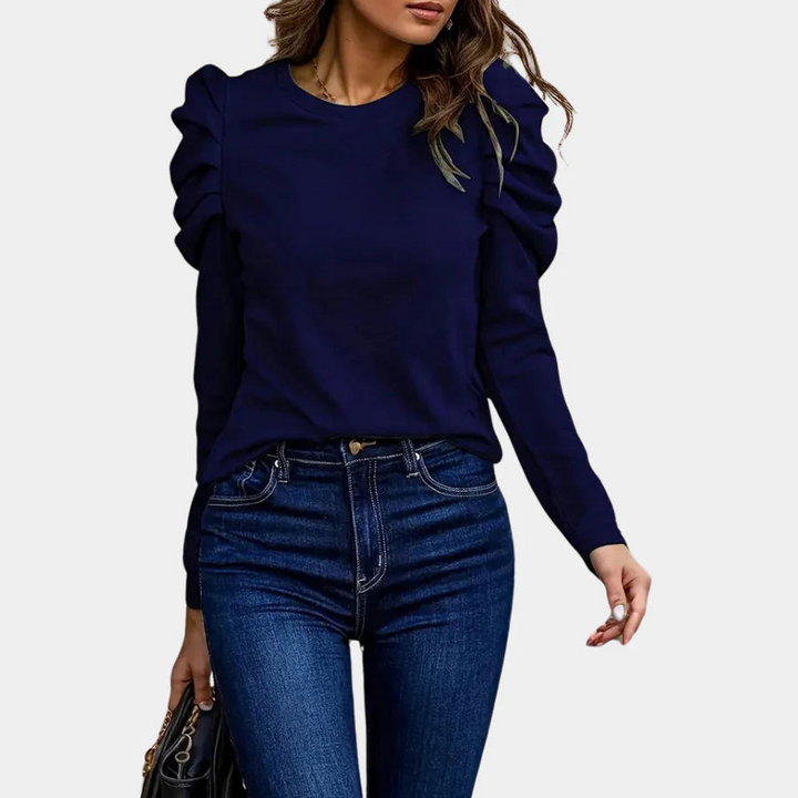 Nicky | Dames Blouse | Effen Blouse Top met Pofmouwen voor Vrouwen