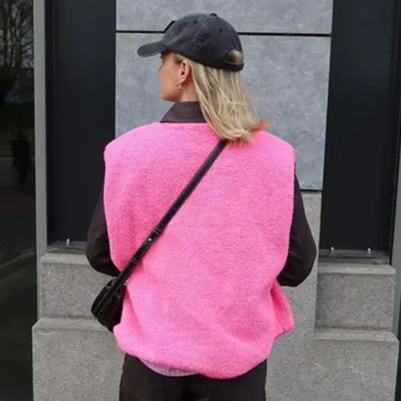 Kutiye | Fleece Dames Bodywarmer | Mouwloos Vest met Drukknoopsluiting