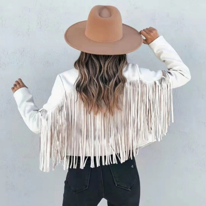 Margot | Stijlvolle Dames Jas Met Franjes | Fringe Jacket