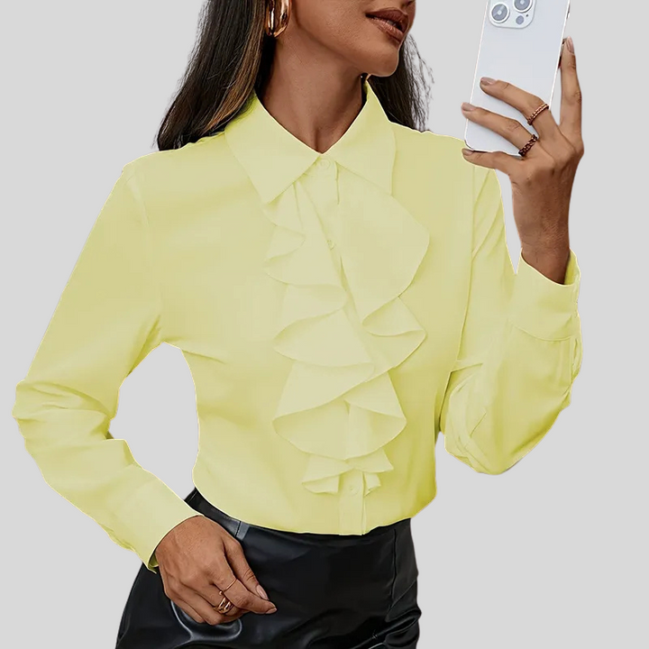 Carolina | Elegante Dames Blouse met Ruches | Nette Overhemd Stijl Vrouwen
