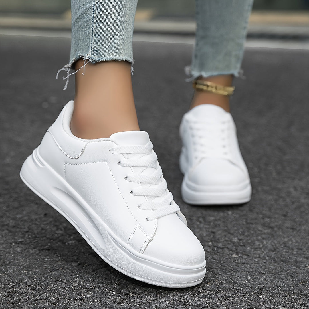 Queen | Dames Lederen Sneakers Wit | Sportieve Vrouwen Schoenen