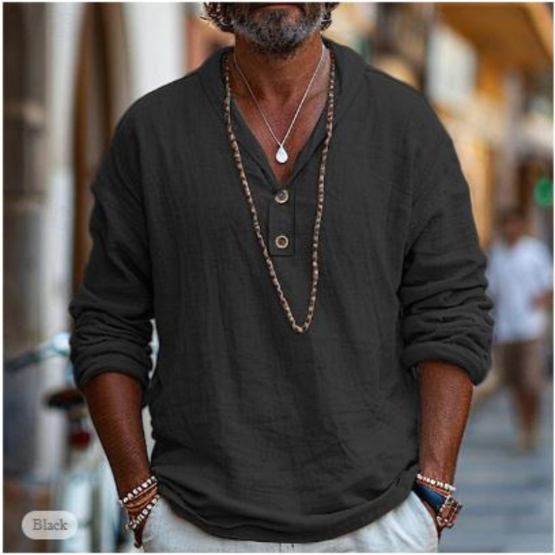 Ricks | Zomerse Heren Shirt | Linnen Overhemd Met Lange Mouw