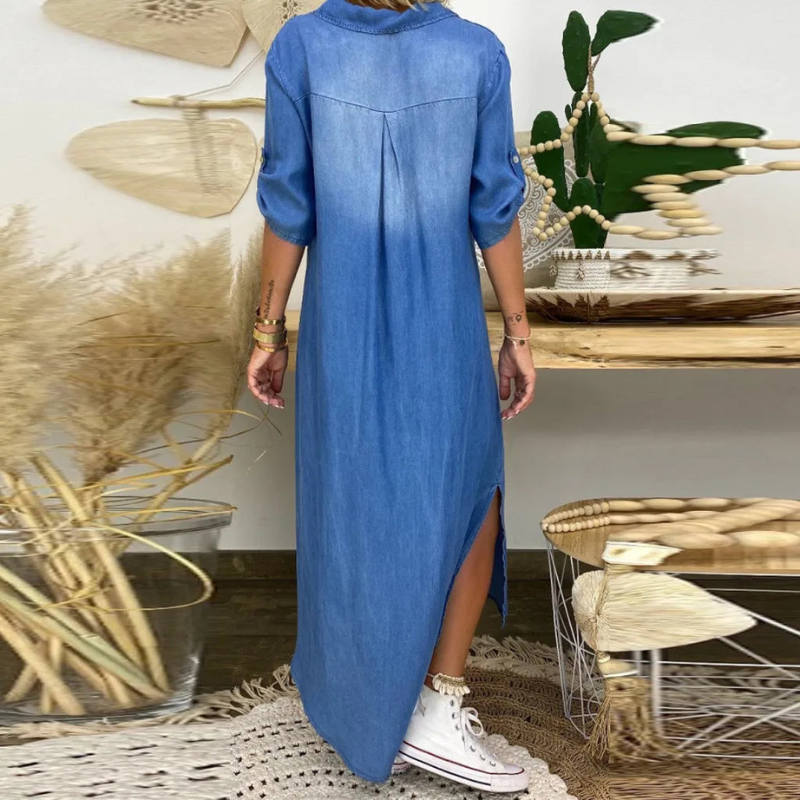 Gosa | Trendy Dames Jurk | Lange Denim Jurk