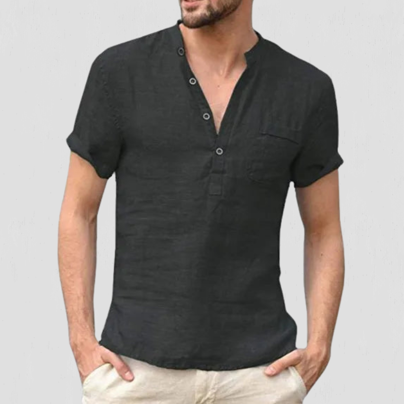 Ricks | Linnen Heren Blouse | Overhemd Met Korte Mouwen | Lente/Zomer