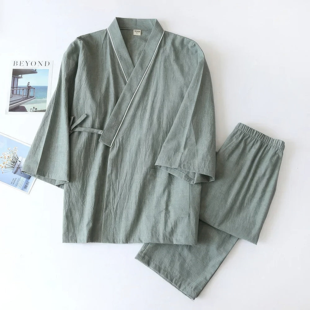 Nagaki | Heren Tweedelige Pyjama Set Met Japanse Kimono voor Mannen