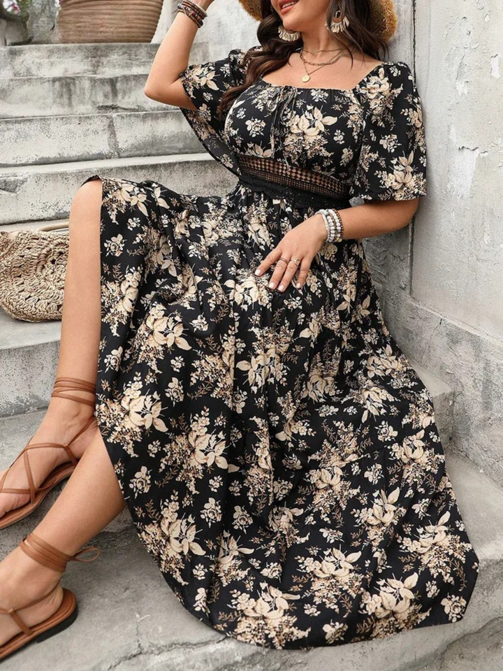 Dewi | Plus-Size Boho Dames Maxi-Jurk Met Bloemenprint