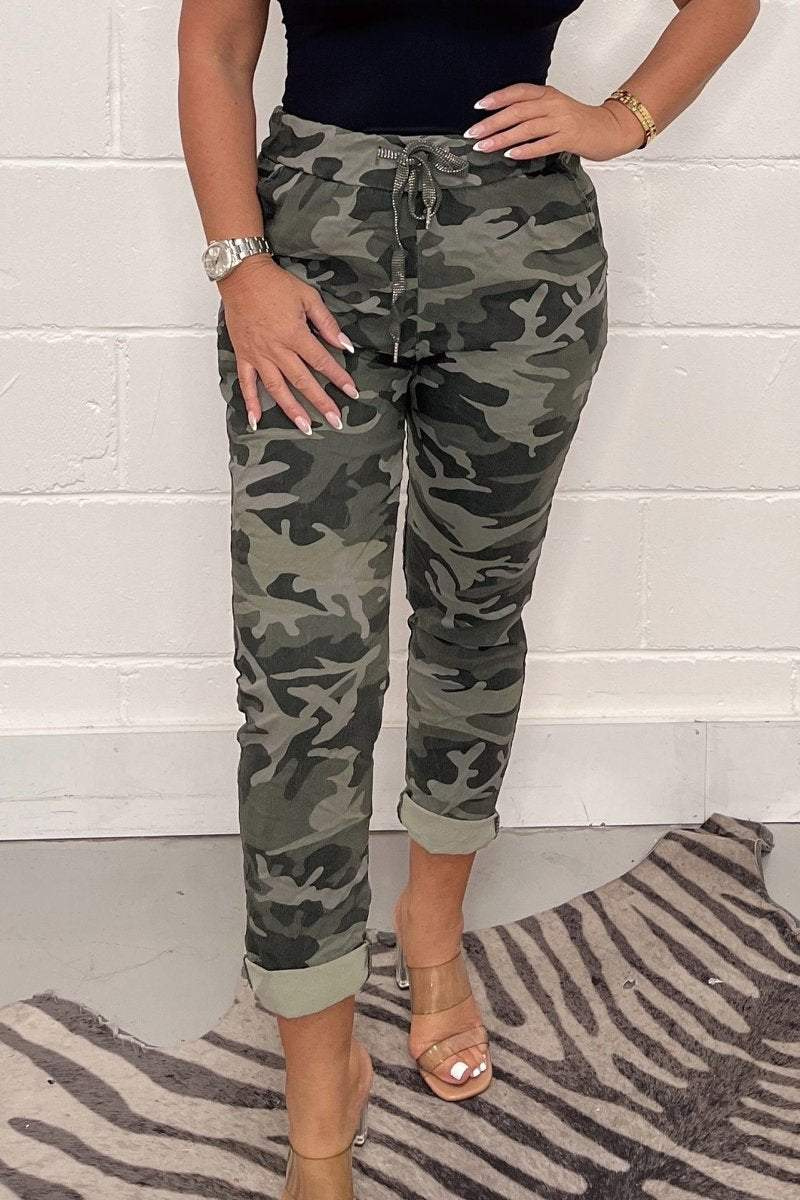 Roxy | Dames Camouflagebroek van Katoen met Trekkoordsluiting