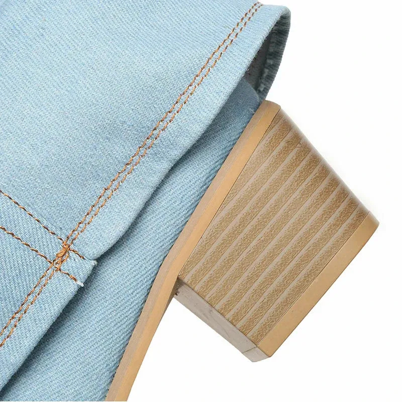 Sorella | Denim Dames Laarzen | Stevige Hak