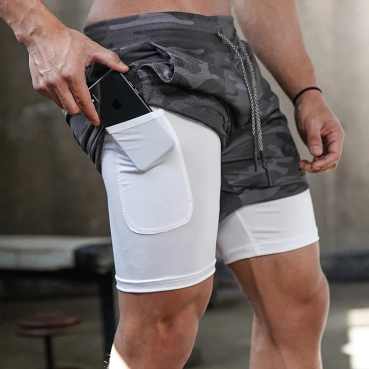 Leon | Sportieve Dubbele Heren Sportshorts | Korte Broek