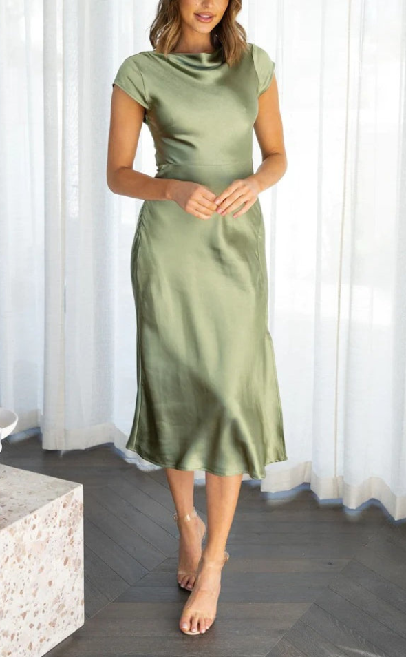 Krissy | Dames Jurk | Elegante Vrouwen Midi Jurk met Open Rug