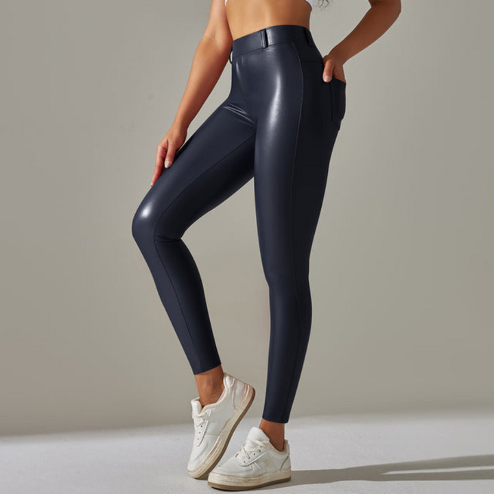 Yves | Strakke Dames Broek | Trendy Hoge Taille Leren Legging