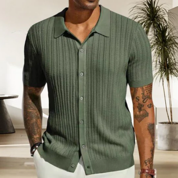 Leo | Stijlvolle Heren Shirt | Gebreide Zomerhemd