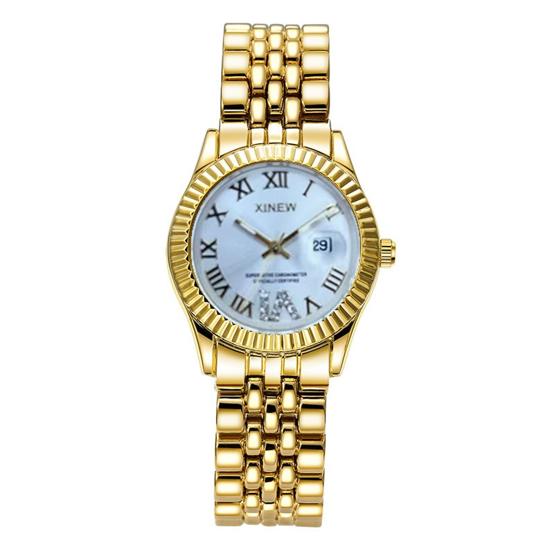 Lycia | Quartz Dames Horloge Met Zirkonia Goud | Luxe Horloge