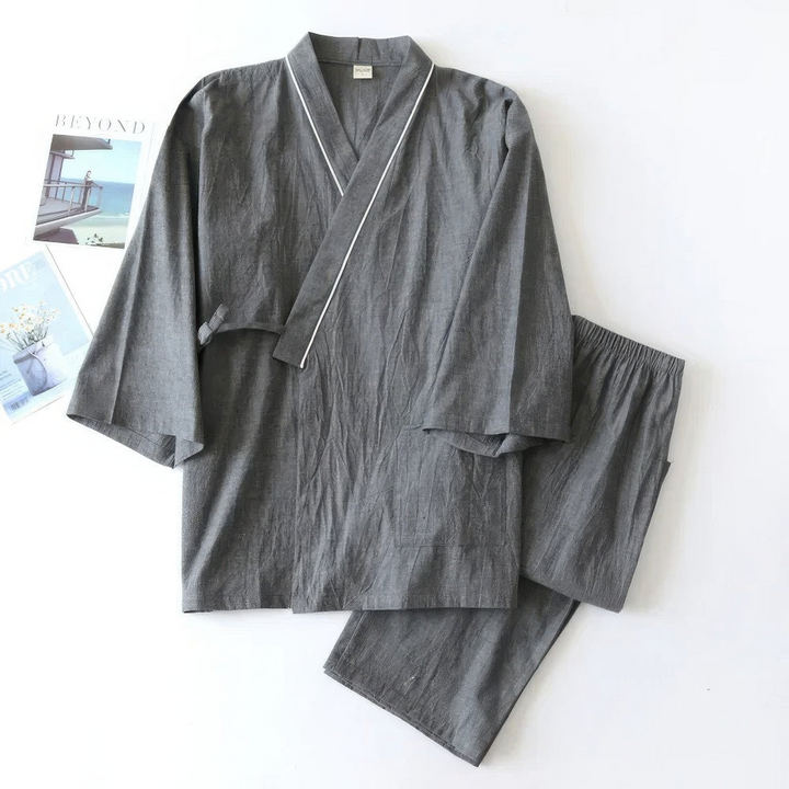 Nagaki | Heren Tweedelige Pyjama Set Met Japanse Kimono voor Mannen