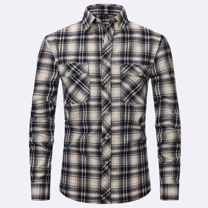 Jaspa | Geruite Flanellen Overhemd Met Lange Mouwen | Heren Blouse Shirt